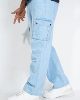 Relaxed Fit Cargo Denim Baggy
