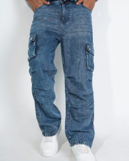Relaxed Fit Cargo Denim Baggy