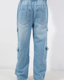 Men’s Relaxed Fit Denim Baggy 8 Pockets Cargo