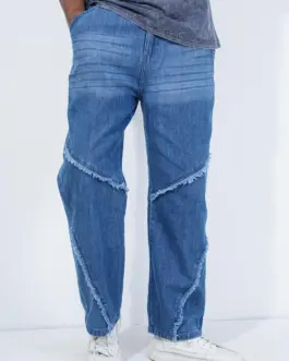 Modern Frayed Baggy Fit Jeans